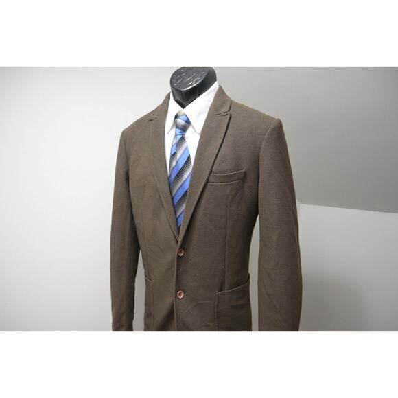Zara Man Brown 2 Button Leather Elbows Blazer Sports Jacket Mens Size 40 R